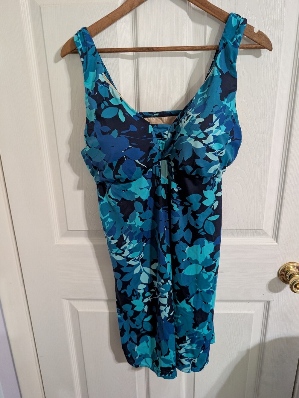 Lands End Womens Swim Dress Bathing Suit Blue Size 16